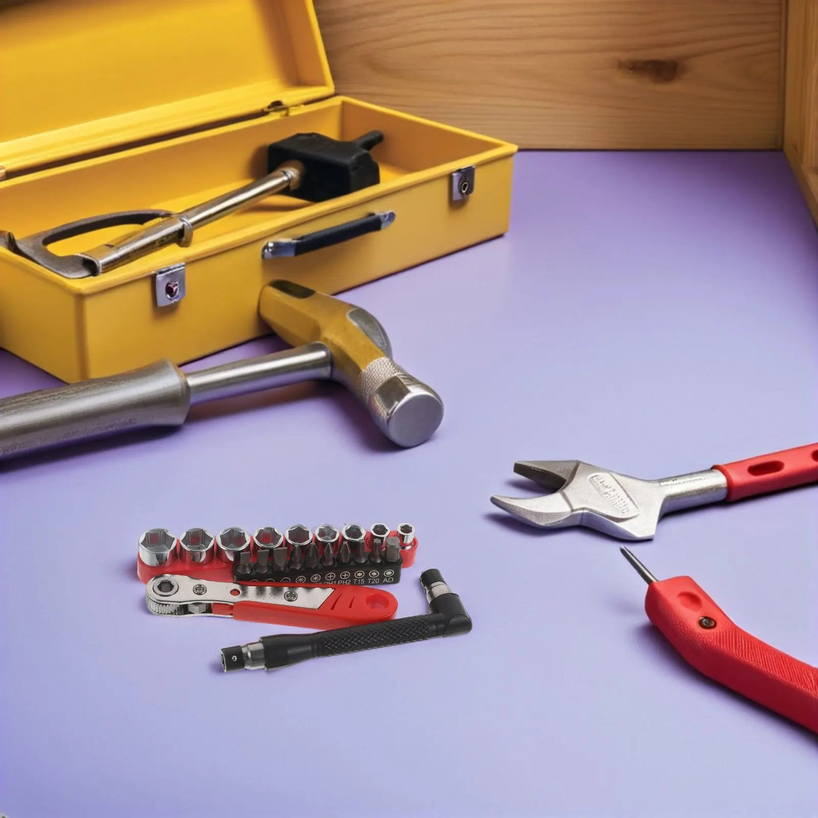 1Set Ratchet Wrench Set Mini Right Angle Screwdriver Wrench for Tight Spaces Multi-Bit Ratcheting Screwdriver Repair Tool