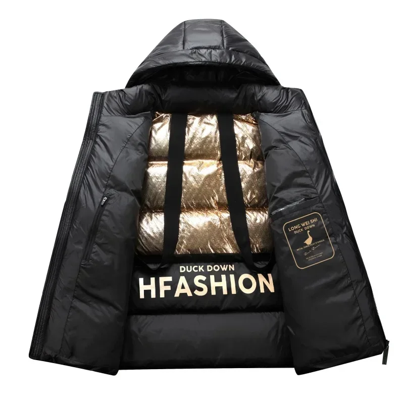 Winter Mens Down Jacket Luxury Fashion Couple White Duck Down Thicken Warm Hooded Parka High-quality Male Outwear Windproof Coat