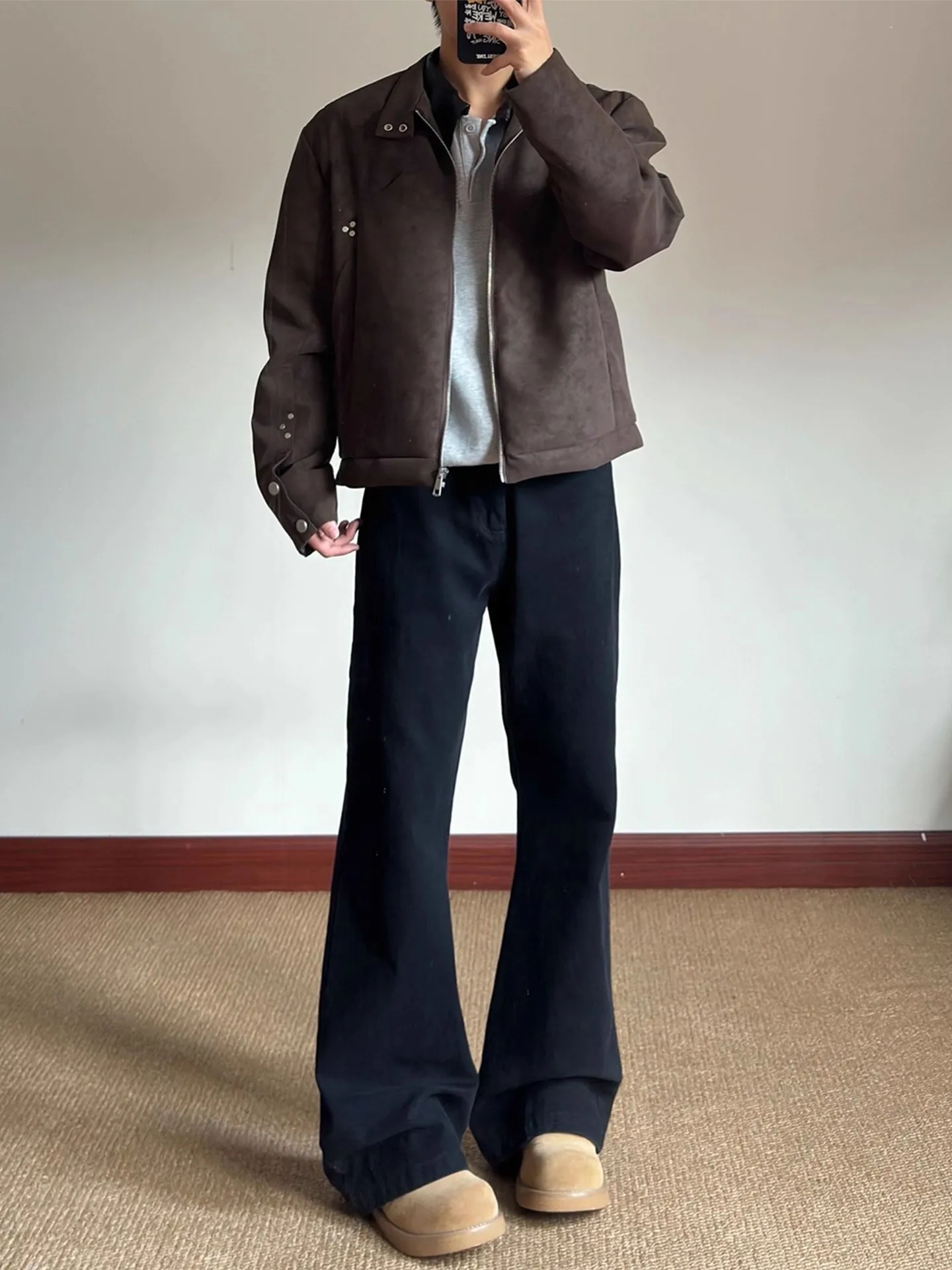 

Cleanfit Bla Knife Jeans Men's Autumn Boots Matching Straight Leg Bell Bot American High Street Sle