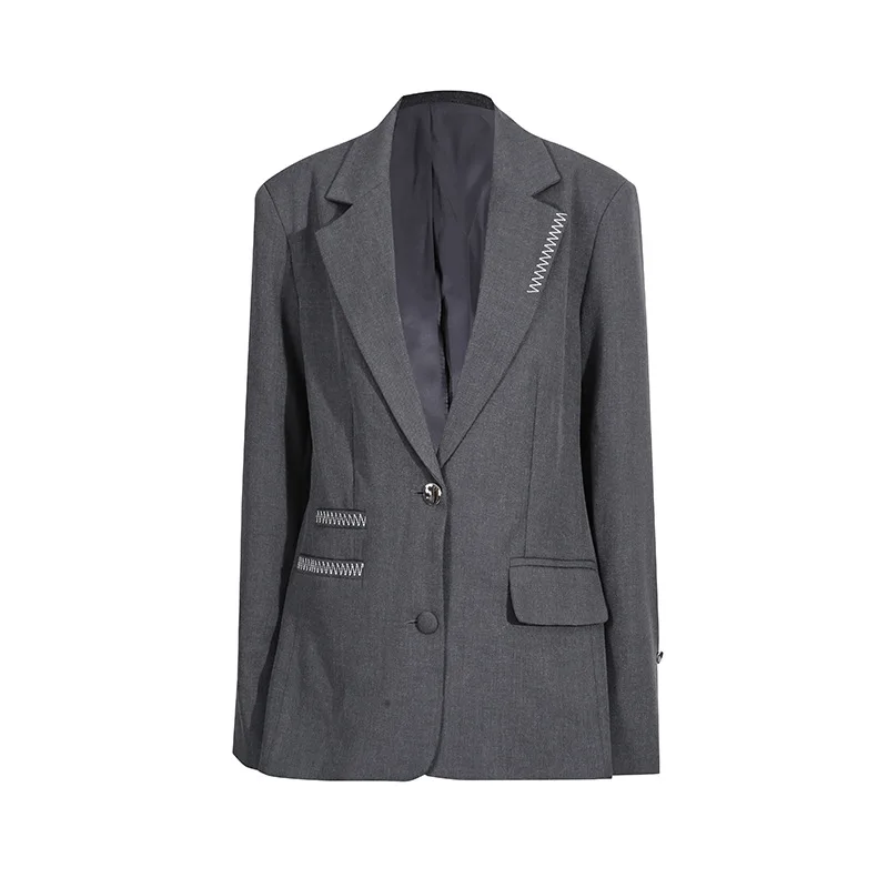 

Women Turn-Down Collar Long Sleeve Coat Patchwork Button Coat