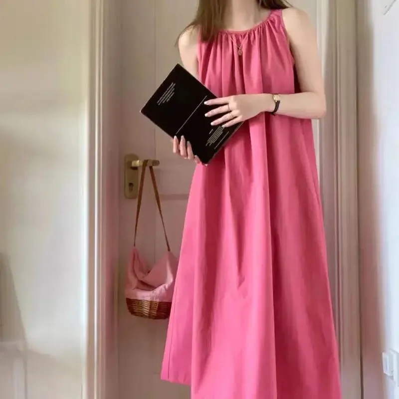 

Women's Built-in Bra Strap Nightdress Girl's Summer Simple Loose Nightgown Cloud Cotton Home Sleepwear Can be worn outside Dress