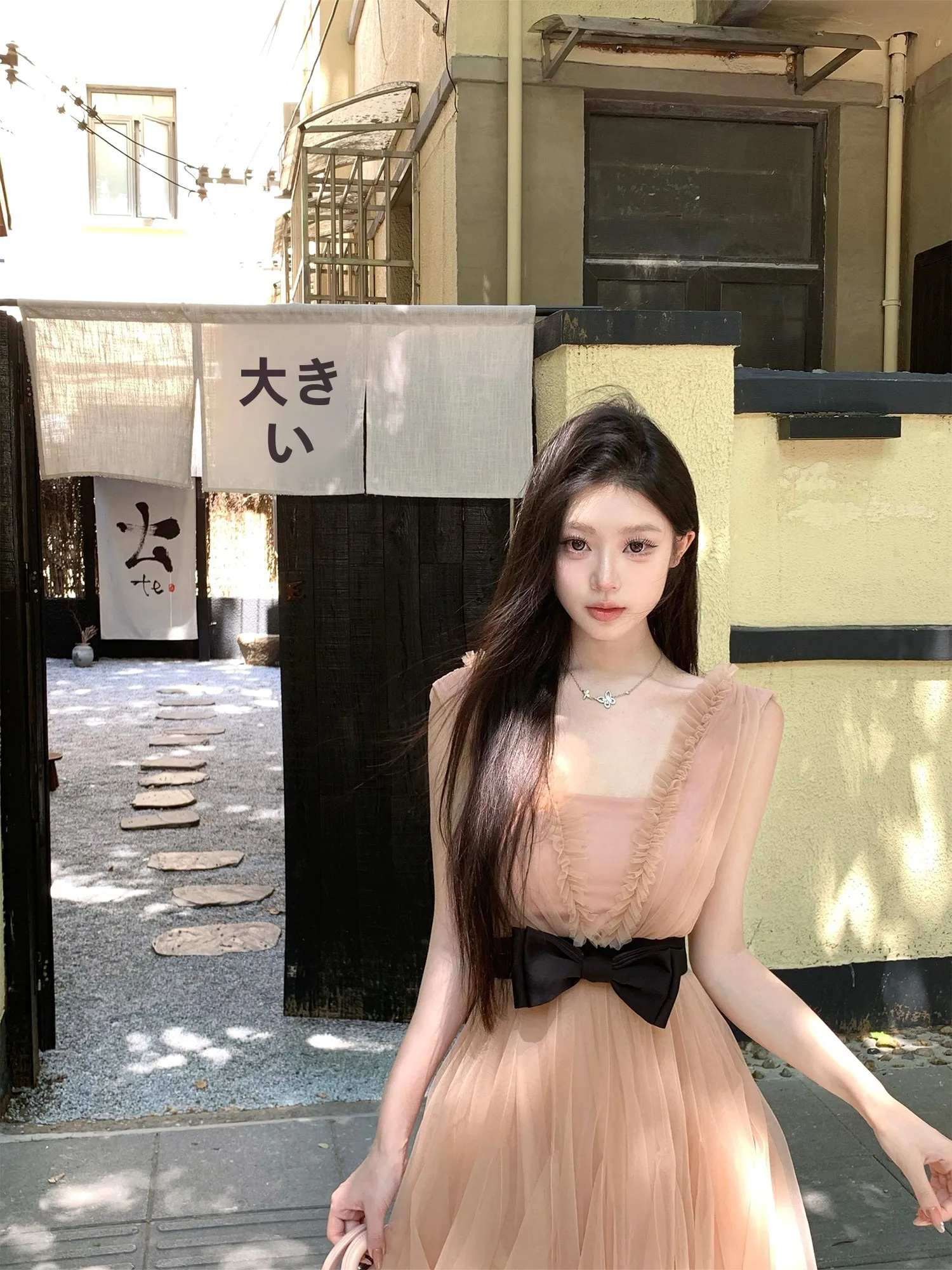 

Kubiliv Pure Desire Gown with V-Ne Bow Tie Waist Ruffle Skirt Svel Summer Autumn A-Line Dr for Young Women