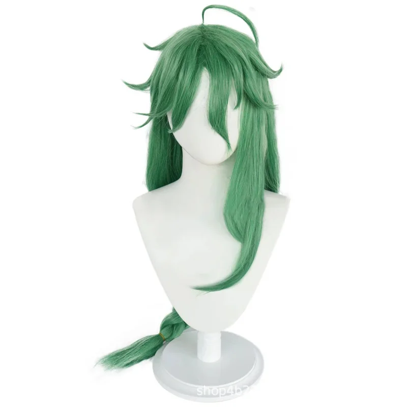 qq28LQAnime Game Genshin Impact Baizhu Cosplay Wig Glasses Green Synthetic Hair Halloween Party Carnival Roleplay Accessory Prop - view 6