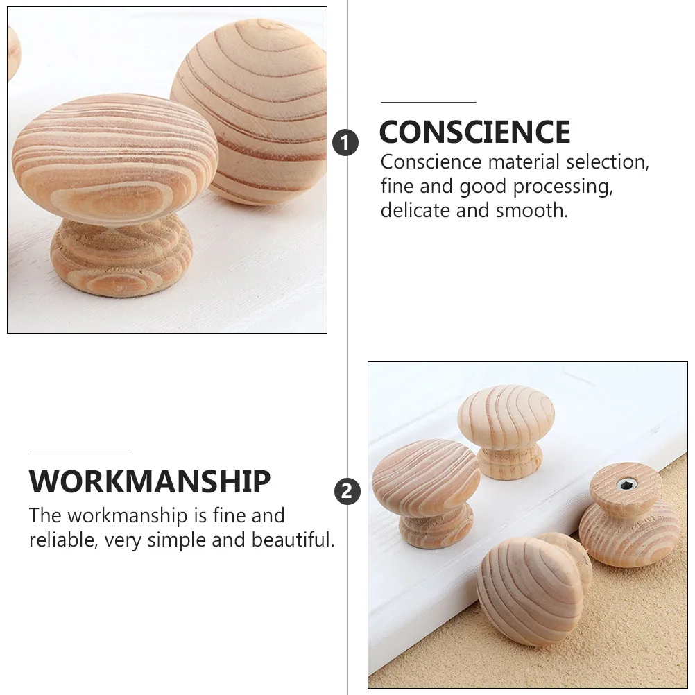 

6pcs Wooden Handle Door Knob Pull Knobs for Cabinets Closet Handles Vintage Wardrobes Durable Smooth Hardware Furniture