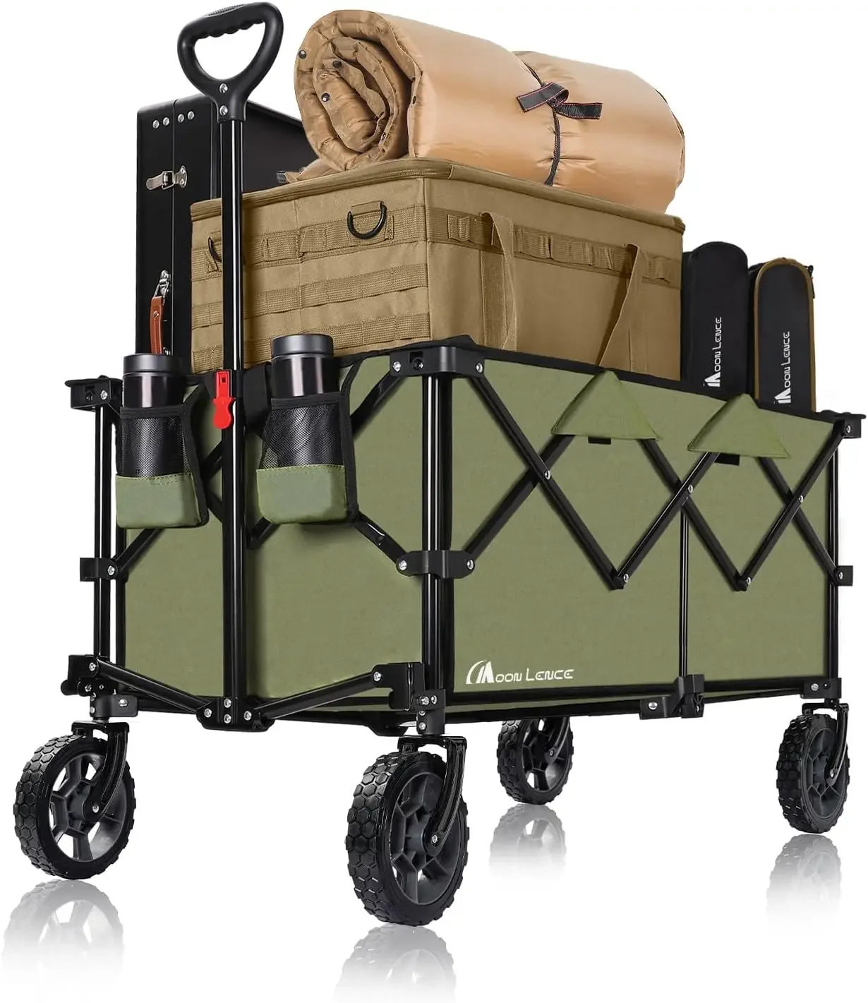 

Collapsible Folding Wagon Cart Heavy Duty Folding Garden Portable Hand Cart with All-Terrain Beach Wheels