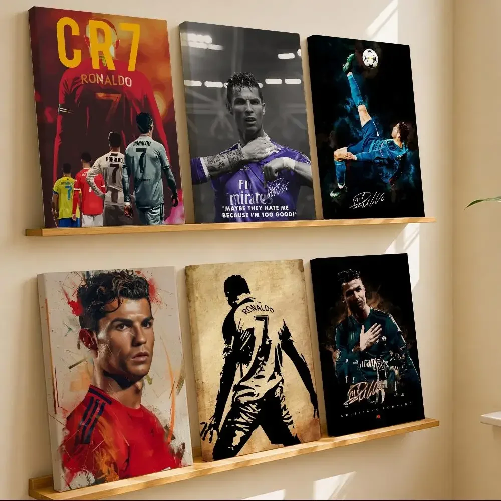 Soccer Player C-Cristiano Ronaldo Framed Wall Painting Wooden Framed Canvas Poster Wall Art HD Waterproof Print Home Decor