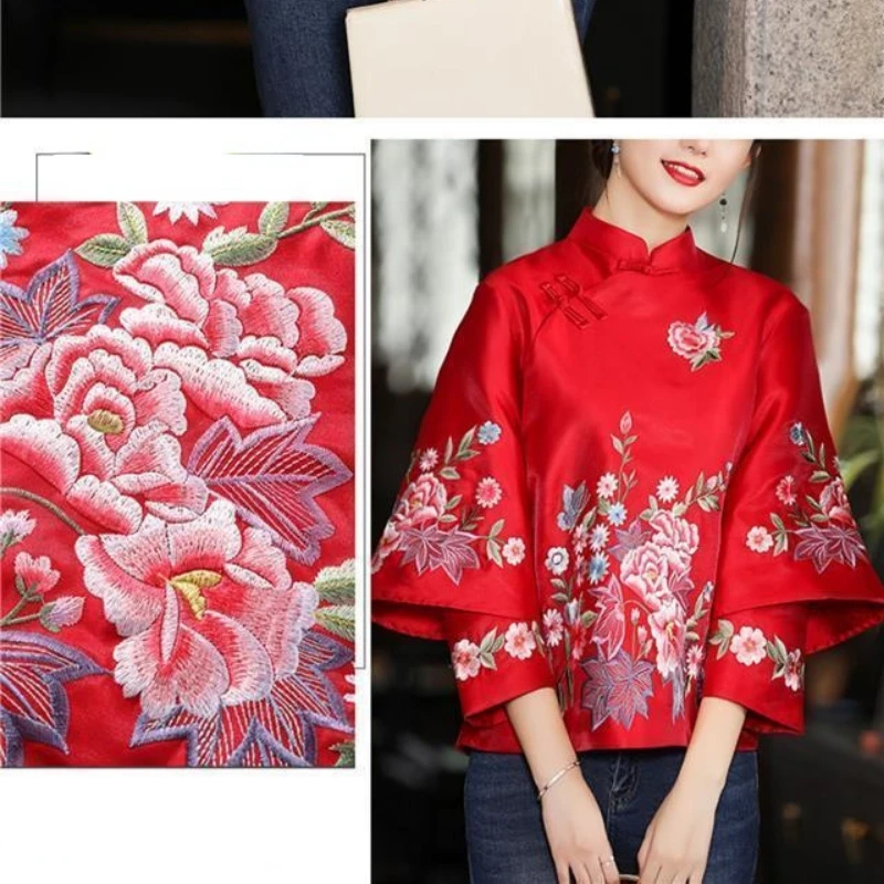 2023 Spring and Autumn Ethnic Style Tang Suit Coat Retro Embroidery Button Chinese Top Women\'s Top Elegant Loose Blouse