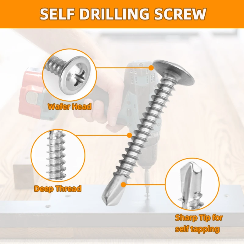 660 قطعة برغي حافر ذاتيًا # 8 # 10 410 برغي من الفولاذ المقاوم للصدأ ذاتي التنصت لصفائح الخشب المعدنية ذاتية الحفر صندوق النجارة
