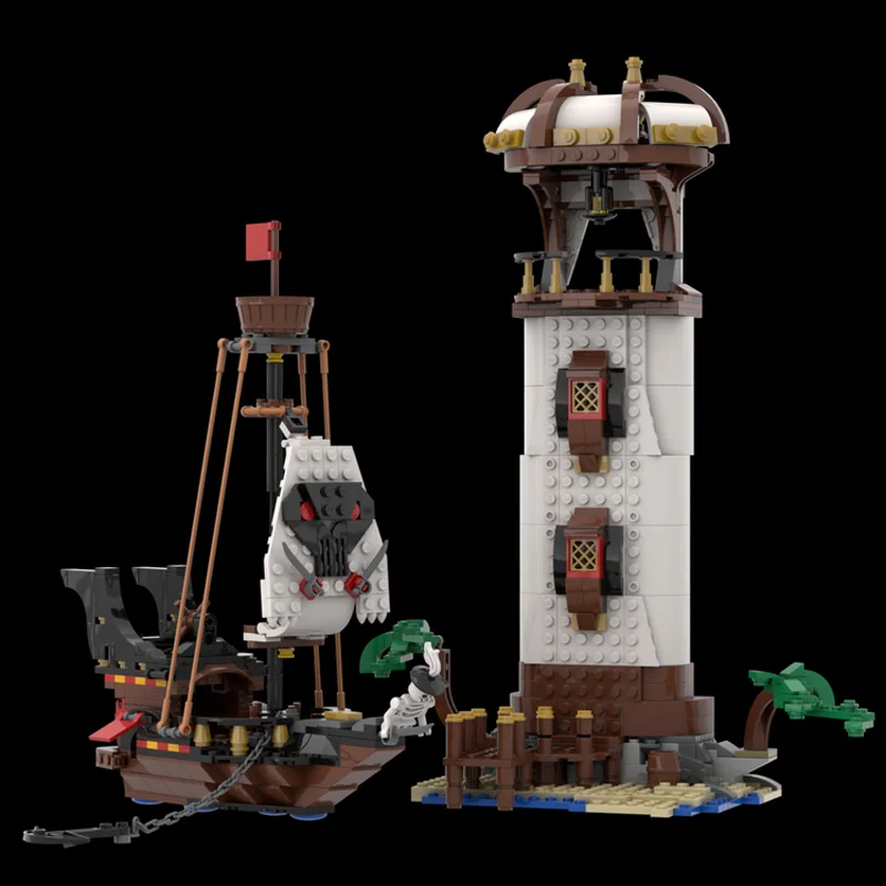 

807 шт. MOC пиратский маяк прибрежная крепость DIY модель строительные блоки игрушки на день рождения подарок