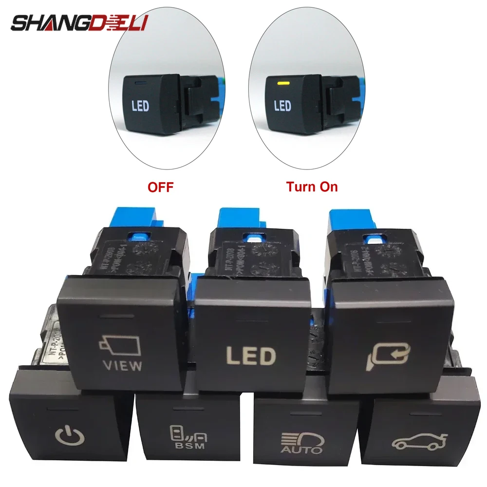 1Pc For Toyota Camry V70 2018 Rav4 Corolla Altis 2019 Prado 150 2020 Car LED Light BSM Camera View Rearview Mirror Switch Button