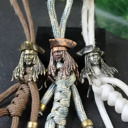 Hot Movie Character Pirates Captain Figurines Brass Paracord Bead DIY Knife Lanyard Pendant Charms EDC Accessories For Fans Gift