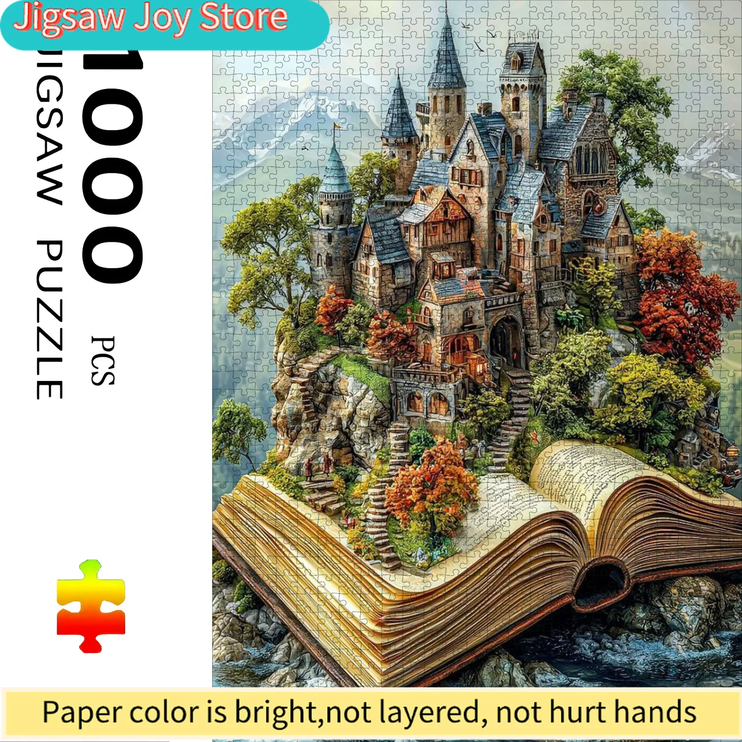 

Castle in the Book Jigsaw Puzzle for & - Large Challenge-Level Model Building with 3D Book-Themed Castle, Tower & Dungeon Sce