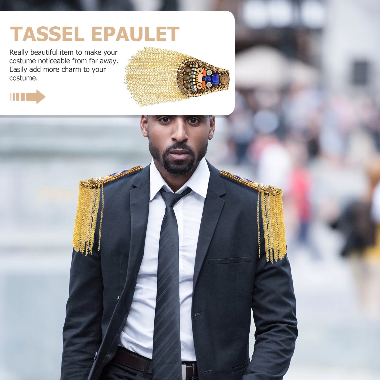 

2Pcs Shoulder Epaulettes Tassel Chain Dangle Epaulet Artificial Gems Alloy Inlaid Jewelry for Women Party Stage Accessories