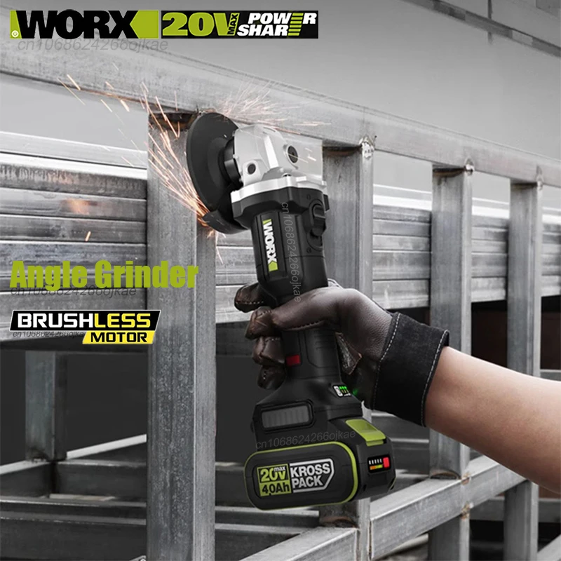 Worx 20 В WU805 Перезаряжаемая беспроводная угловая шлифовальная машина Электронное сцепление 100x16 мм 8500 об/мин 3-скоростная 5-контактная батарея Green & Kress