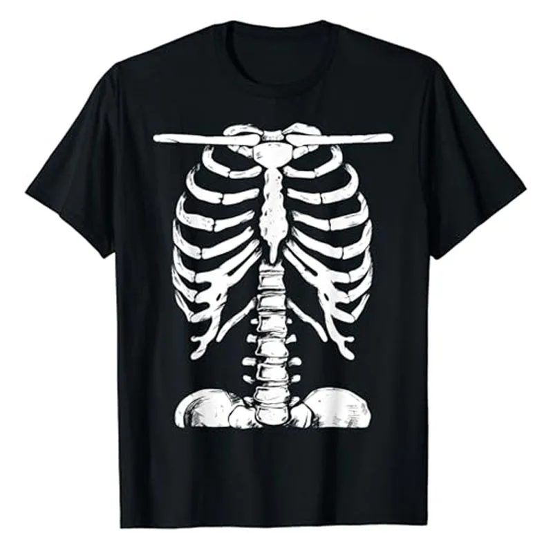 Skeleton Rib Cage Gifts Men Women Halloween Costume Skeleton T-Shirt Funny X-rays Graphic Tee Tops Humorous Short Sleeve Blouses