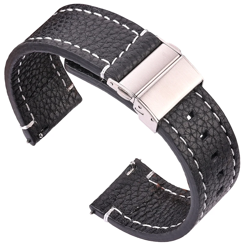 Echtleder-Uhrenarmbänder für Samsung Galaxy Watch 3 4 5 Armband Damen Herren 18 mm 20 mm 22 mm 24 mm Handgelenkband Faltschließe