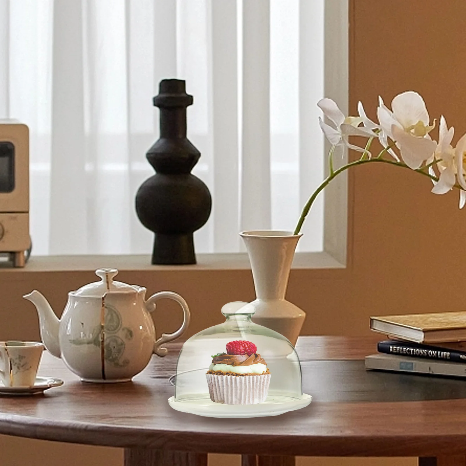 

Fruit Foretaste Tray Ceramic Dessert Plate Cake Display Dome Resistance Bright Simple Shapes Home Hotel Bar