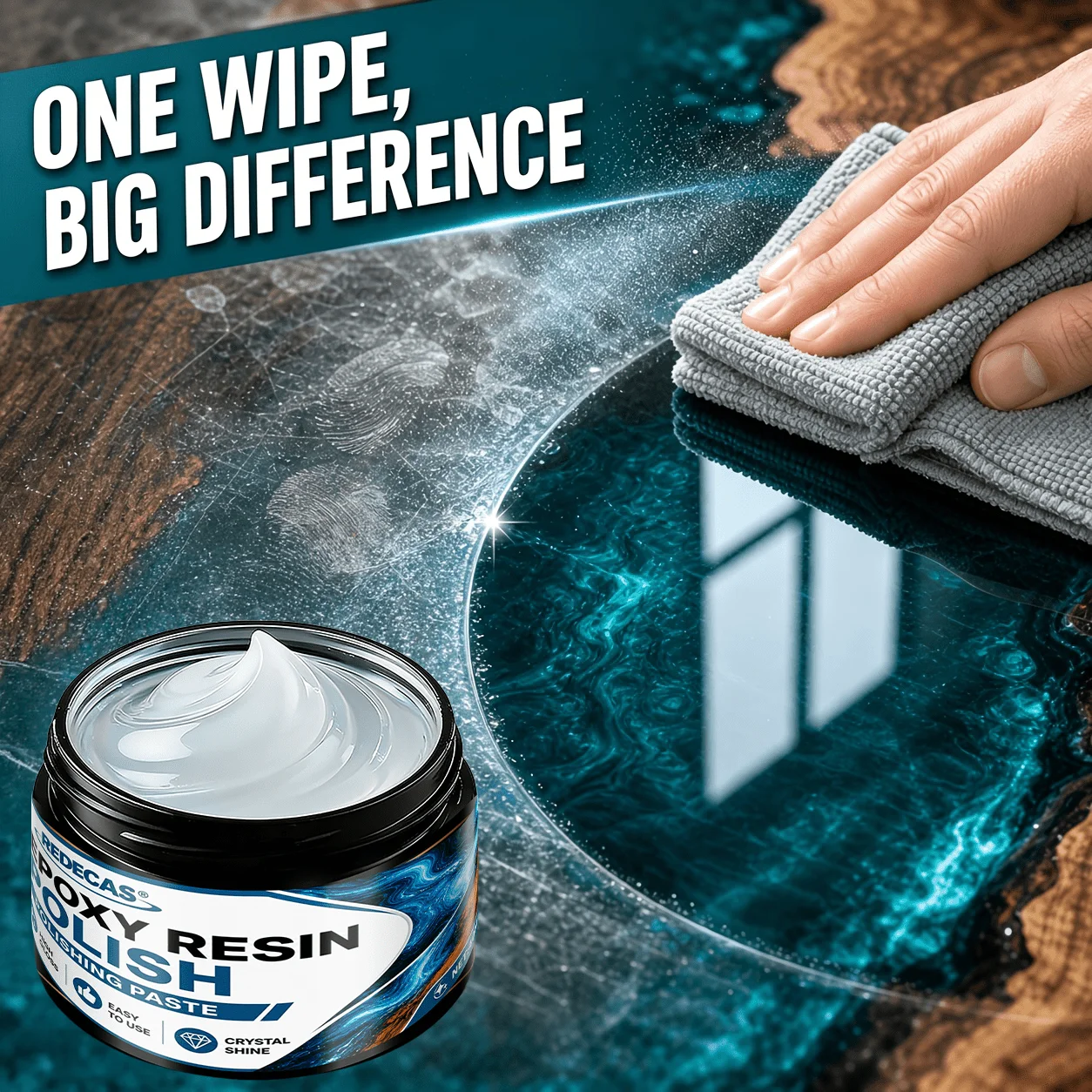 High‑Gloss Epoxy Resin Polish Kit, Sand & Buff Scratches, Restore Clarity, Mirror Finish for Resin Tables & Art, for Hobbyists
