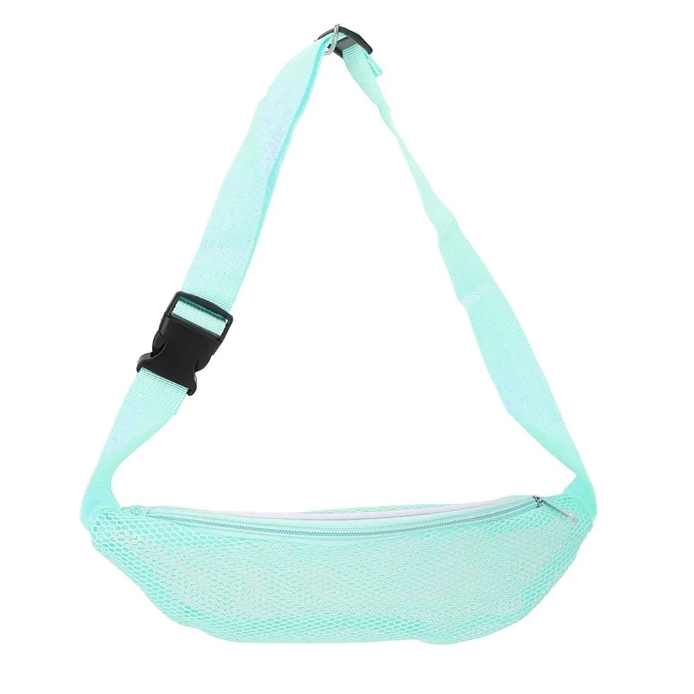 Portable Breathable Beach Mesh Fanny Pack Lightweight Adjustable Belt Collecting Bag Nylon Waist Pack Outdoor Sports