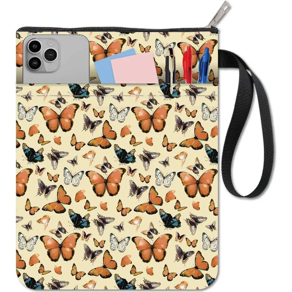Book Sleeve Butterflies Book Cover Butterfly Insect Washable Fabric Cloth Paperbacks Book Protector with Zipper and Extra