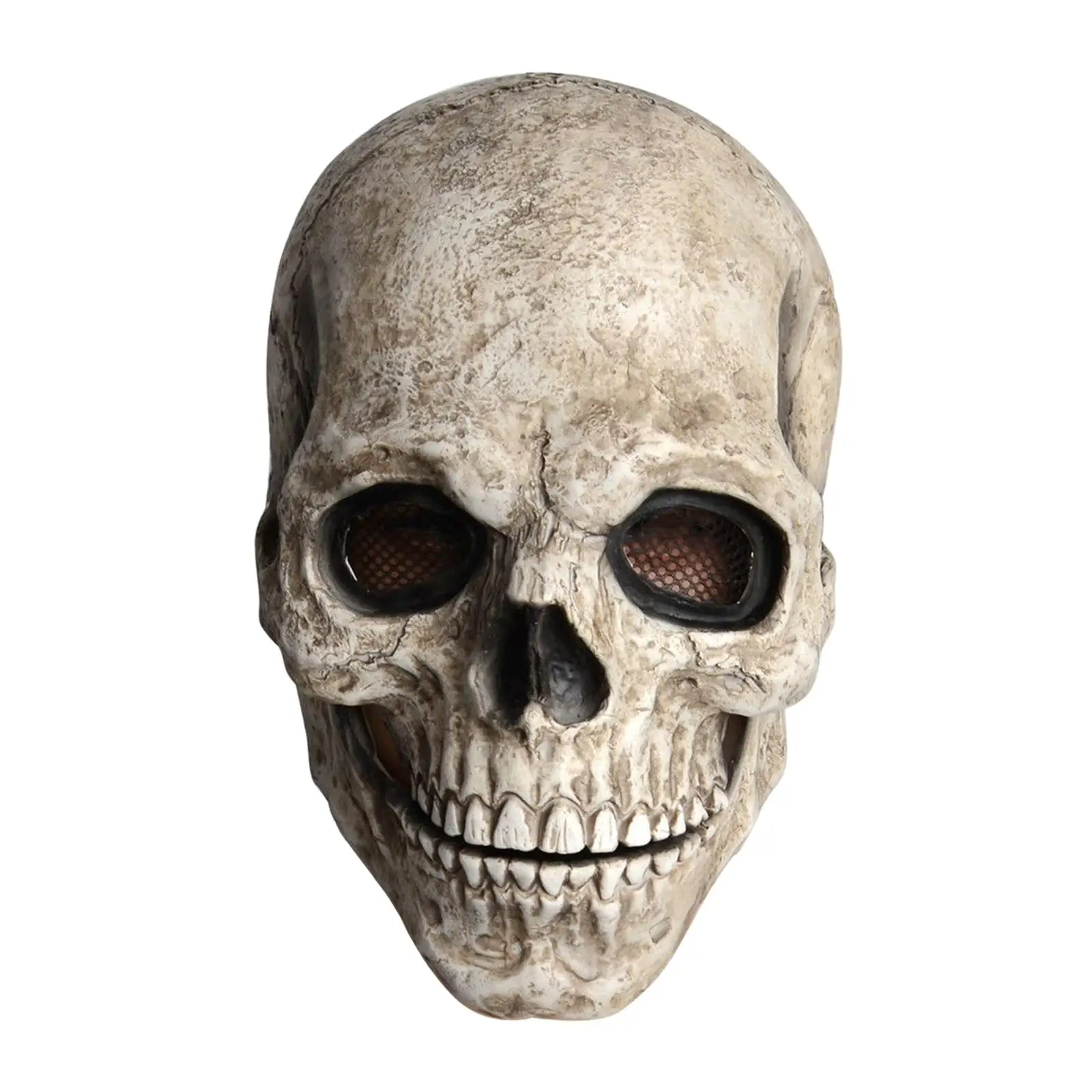 Scary Horror Skull Headdress with Moving Mouth Latex Mask for Adults Masquerade and Halloween Party