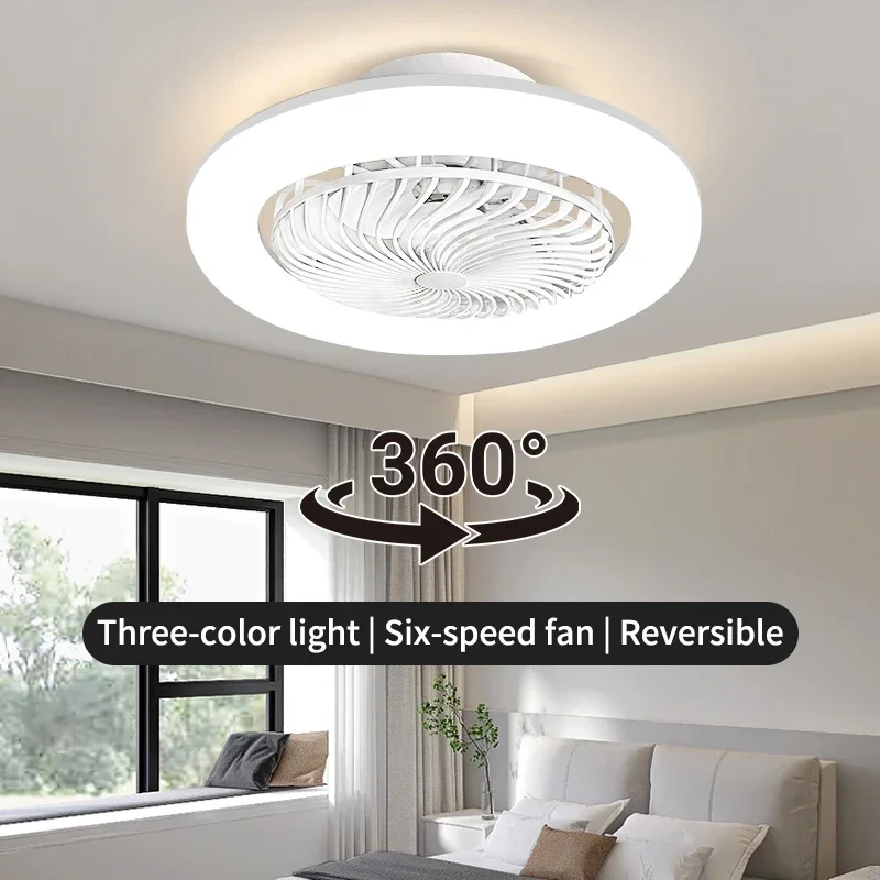Closed 360 Degree Moving Head Ceiling Fan Light, LED Bedroom Fan Light, Living Room Bedroom Dining Room Ceiling Fan Light