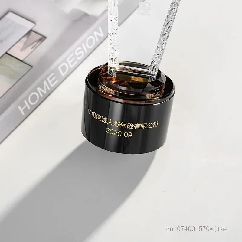 تخصيص الإبداعية المعادن الخماسي الكأس الكريستال الشفاف جائزة ممتازة فريق الموظف تذكارية ديكور الراقية ميدالية ، 1 قطعة