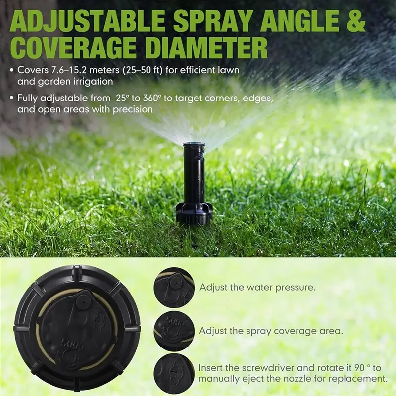 ABGH-Spray Range 25-50Ft 5000 Series Gear Drive Sprinkle Reel With Screwdriver, 3/4 Inch -Up, 25° To 360° Coverage Head