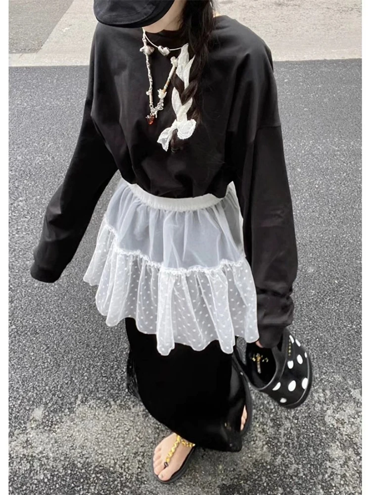 

Bla Polka Dot Bubble Sve ort irt And f Skirt Two Piece Set Women's Summer Faion Small Size Matching Outfit