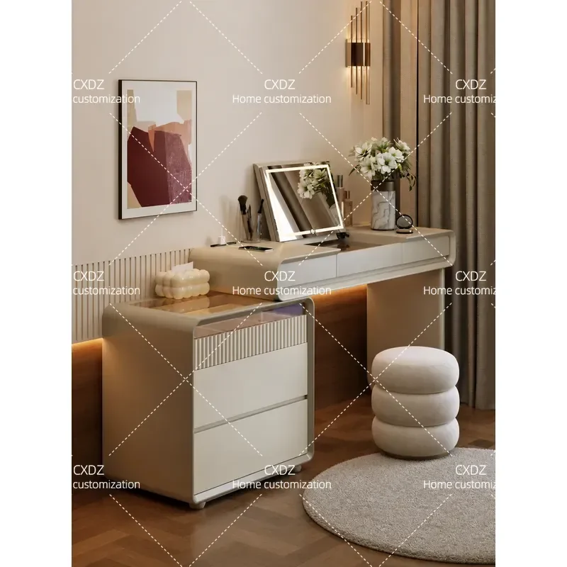 Modern Flip Dresser Bucket Cabinet Integrated Bedside Table with Makeup Station Simple Premium Bedroom Storage Furniture
