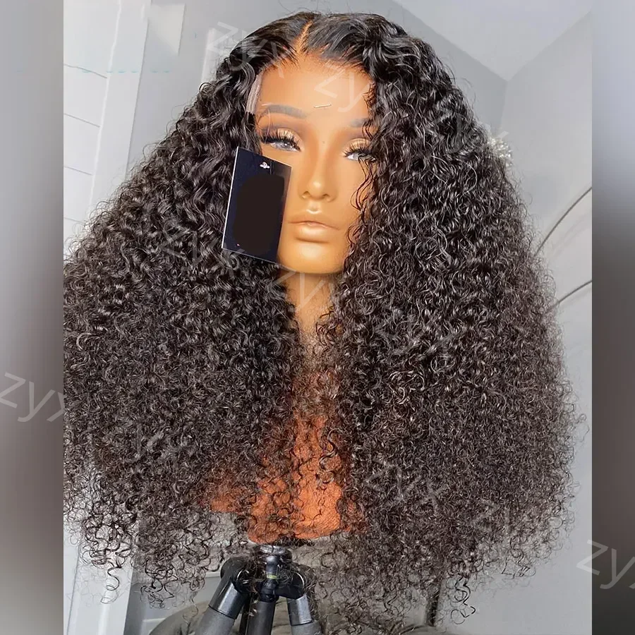 

Soft 26inch 180Density Black Long Kinky Curly Lace Front Wig For Black Women BabyHair Natural Hairline Heat Resistant