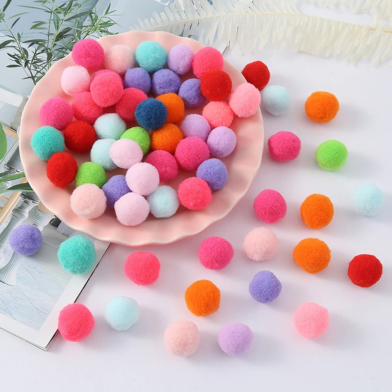 Bolas suaves Pom Pom Pom, costura em acessórios de pano, misturar cores, artesanato de peles, decoração de casamento DIY, 1cm, 100pcs por pacote