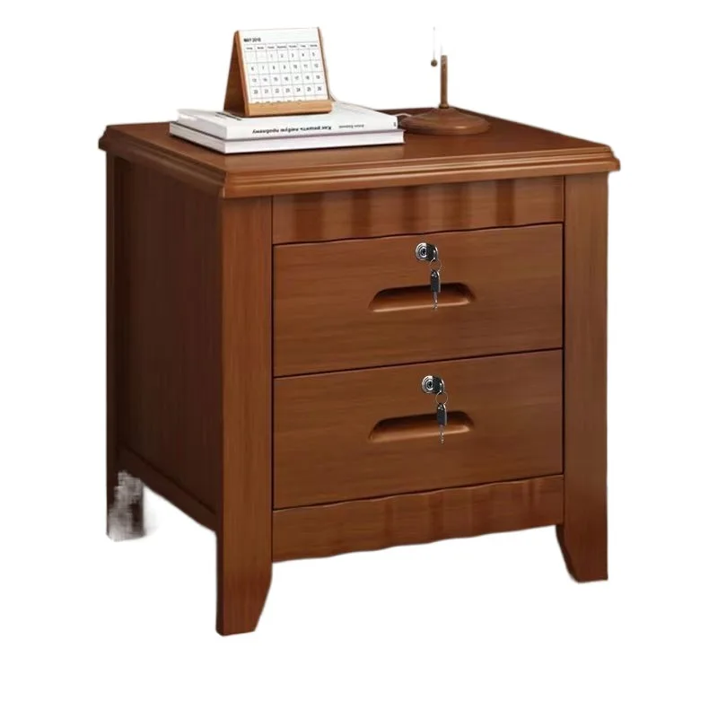 

Installation-free, Chinese style, simple, solid wood, bedside table, bedroom, household, with lock