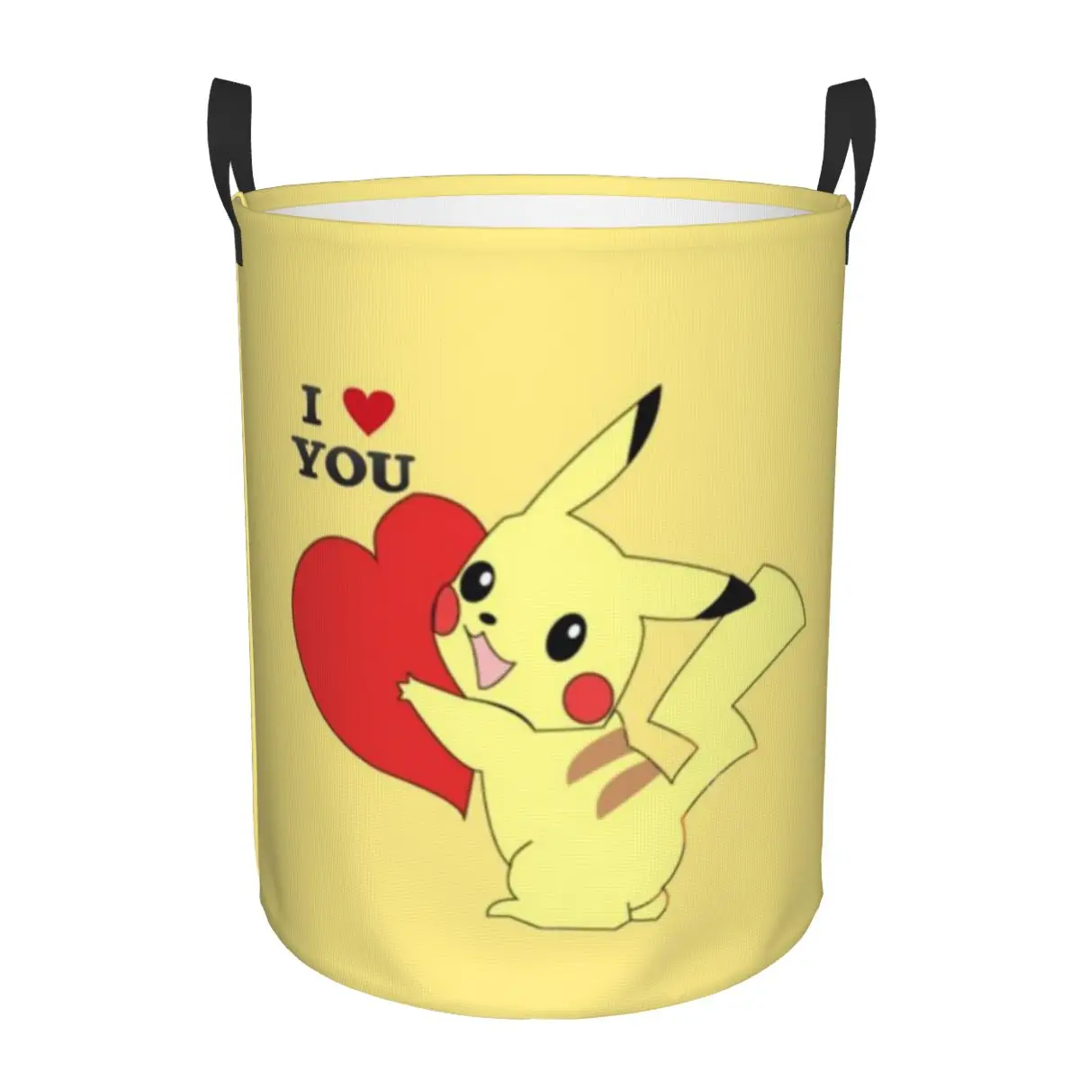 Custom I Love P-Pikachus Laundry Basket Collapsible Large Capacity Clothing Storage Bin Baby Hamper