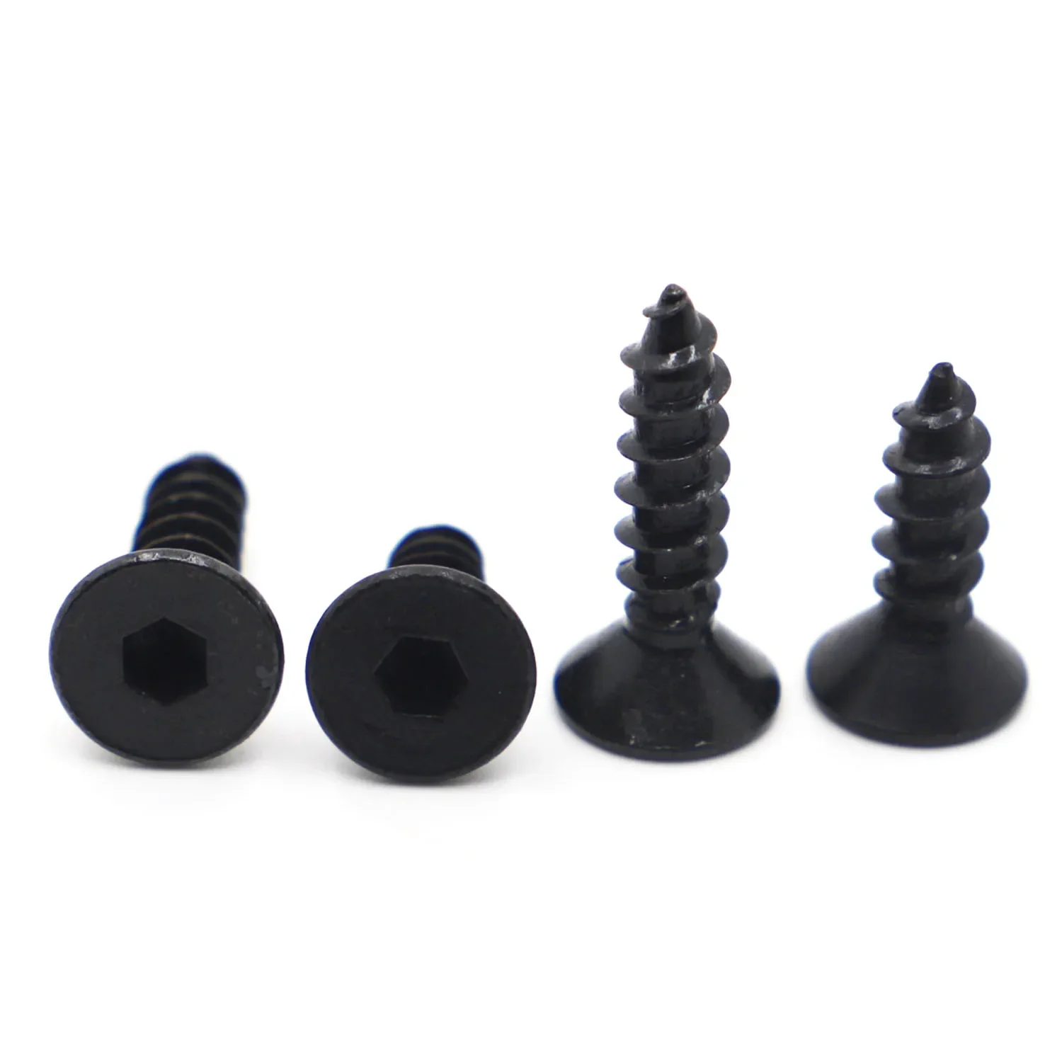 5-50pcs Black Grade 8.8 Steel Hex Hexagon Socket Countersunk Flat Head Self Tapping Screws M3 M4 M5 M6