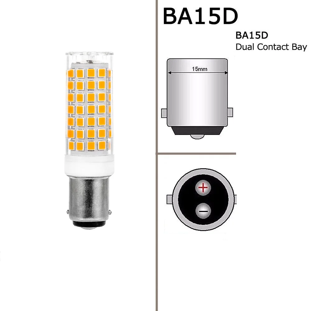 Сверхъяркая Светодиодная лампа Ba15d с двойным контактом, 220 В, 6 Вт, для швейной машины