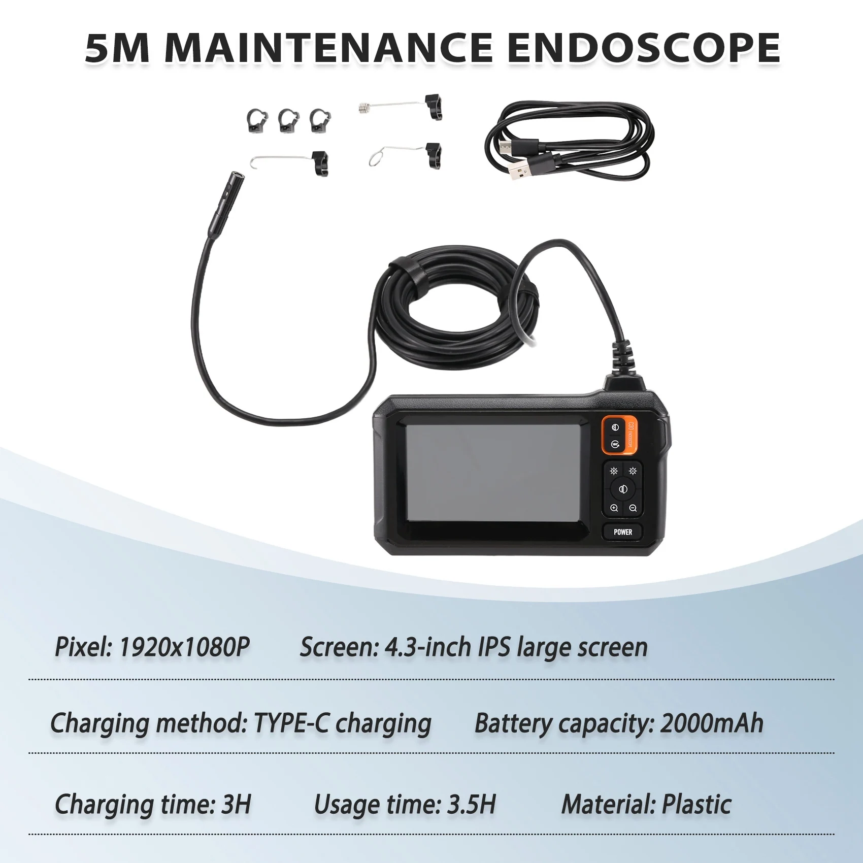 New Tech Industrial Endoscope Camera 4.3In IPS Screen 1080P IP67 Waterproof With Dual Lens For Pipe Sewer Inspection Car Repair