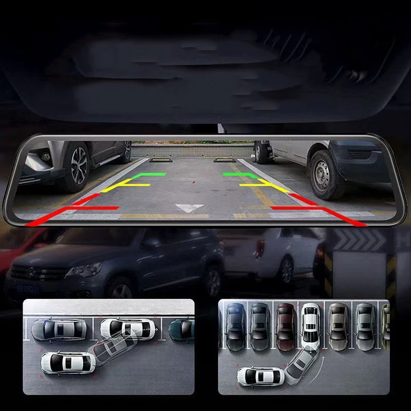Car 4-Hole Driving Recorder Pull Back the Camera in Front of the Car Rear View Mirror Streaming Media 1080P HD Mirror.