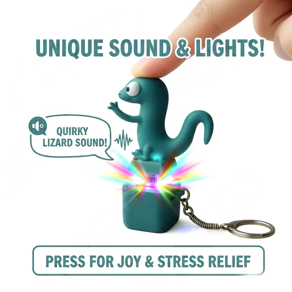 new modelLizardButtonSound LED Keychain Rechargeable Funny Clicking Voice Light Keychains Stress Relief Clicker Key Ring Pendant