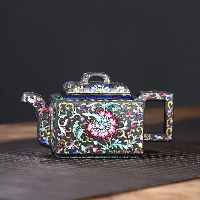Dropshipping Handmade Yaming Sifang High-End Tea Set By Xu Guanxin Made From Green Clay 270Cc