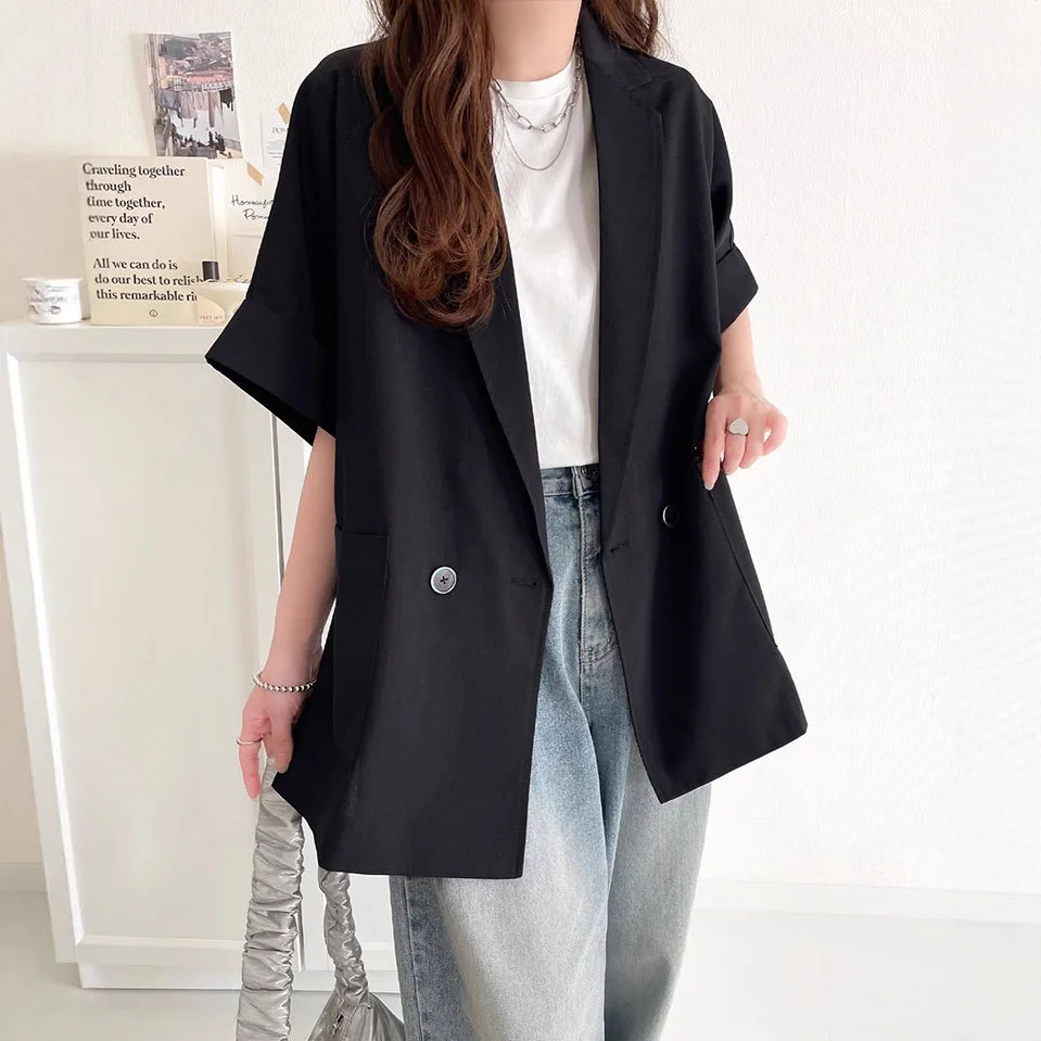 

Rakuten New 2026 Summer Japanese And Korean Fashion Solid Color Versatile Slim Fit Half-Sleeve Women's Jacket