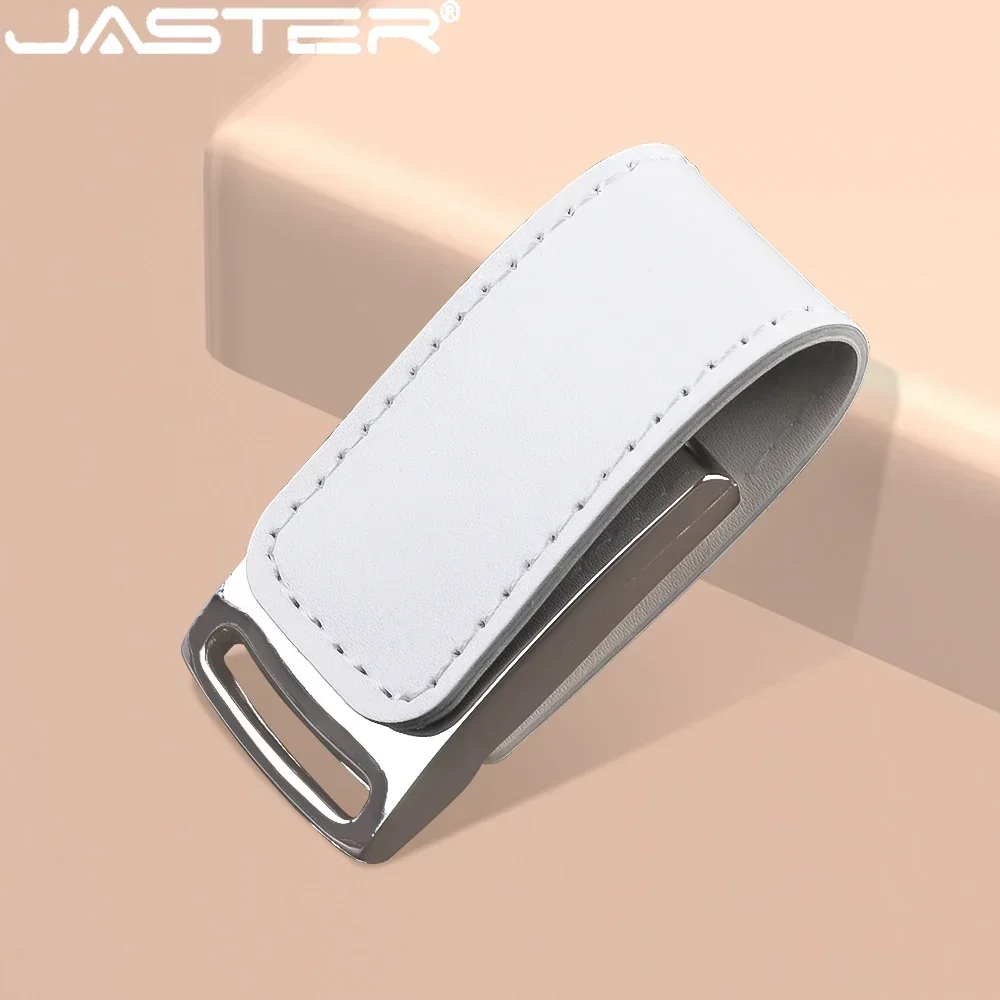 JASTER USB 2.0 Flash Drives 128GB Color Printing Fashion Pen Drive 64GB White Leather with box Memory Stick Business gift U disk