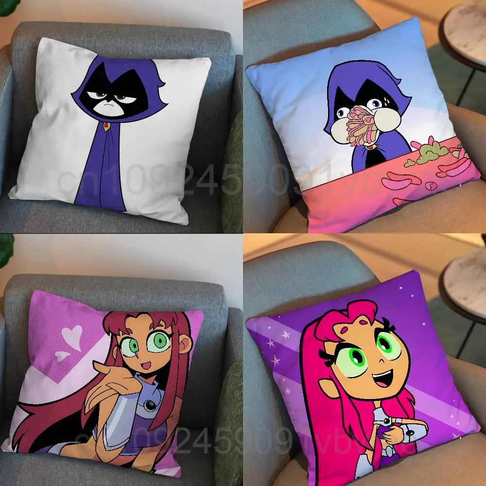 

Go Robin Starfire Teen Titans Pillow Case Anti-dustmite Pillowcase Invisible zipper silky short plush Sofa cushion cover
