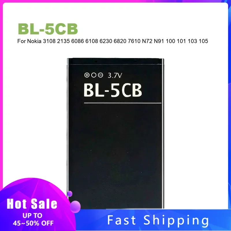 

BL-5CB Аккумулятор для мобильного телефона Nokia 3108 2135 6086 6108 6230 6820 7610 N72 N91 100 101 103 105 109 111 113 1000 1282