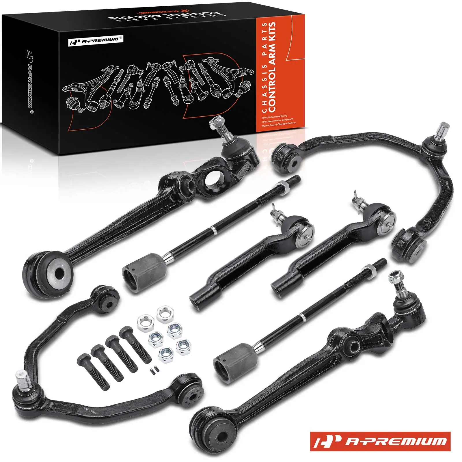 A-Premium 8x Control Arm with Ball Joint & Tie Rod End for Mercury Cougar 1989-1997 Ford Thunderbird 1989-1997