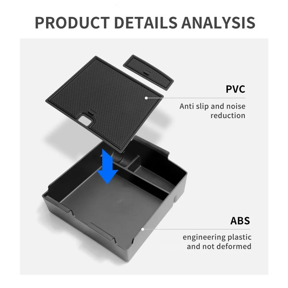 Car Armrest Storage Box For Hyundai For TUCSON 2025 ABS 19.3*17.6*6cm Car Organizer With Anti-Slip Base Waterproof Stress view 5