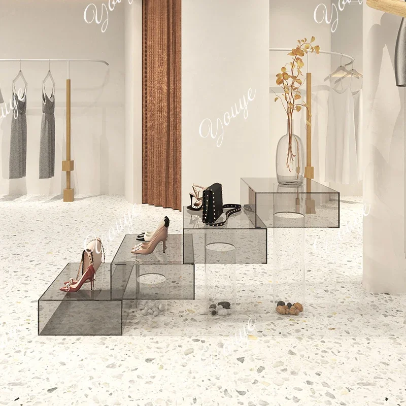 Q Clothing store Nakajima Taiwan water platform acrylic ladder shopping mall storage table shoe bag high and low booth