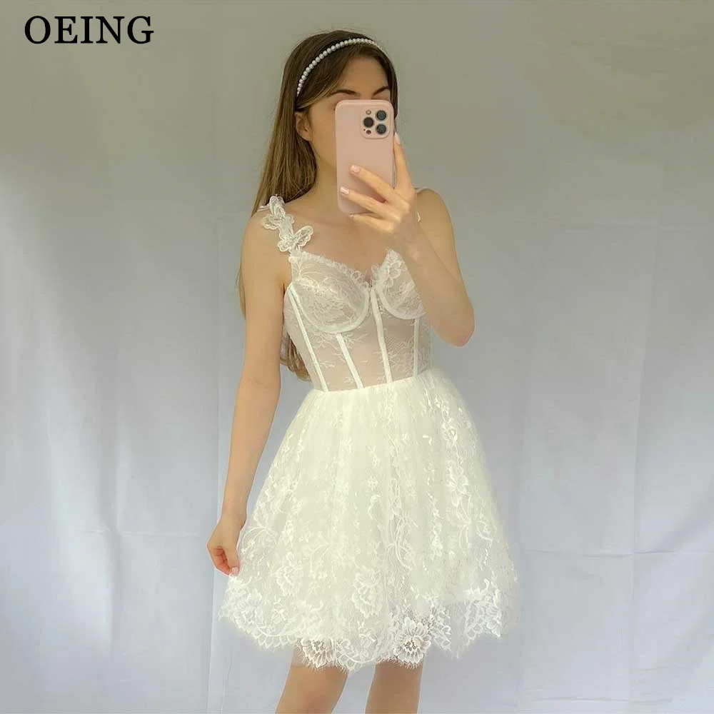 

OEING Sexy White Short Party Dresses Fairy Lace Mini V Neck Prom Gowns Formal Evening Dress 2024 Summer Vestidos De Noche