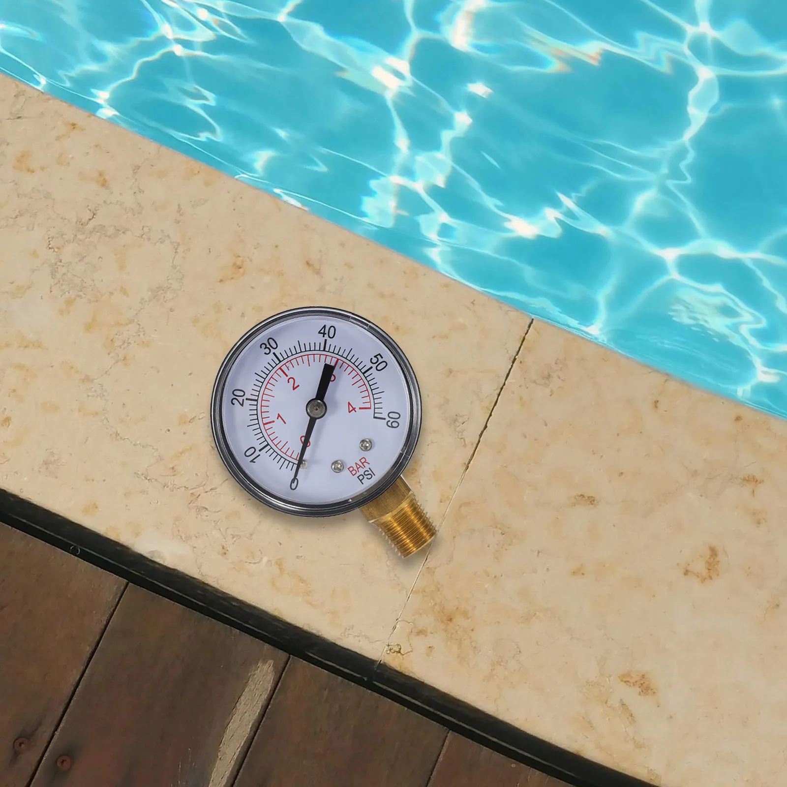

Pool Pressure Gauge 60kPa Stainless Steel Water Test Tool for Swimming Pools Spas Hot Tubs Aquariums Garden Home Park Outdoor