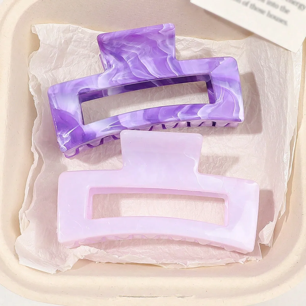 2 Stück große Marmor-Haarklammern für Frauen, dickes Haar, weiße Bananen-Haarspangen, gewellte Kieferklammern, starker Halt, Haar-Accessoires – Detail 2